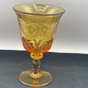 Vintage Eagle L.E. Smith Amber goblet Federal American shield stars